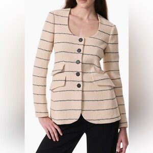 rag & bone Cream Striped Peplum Blazer